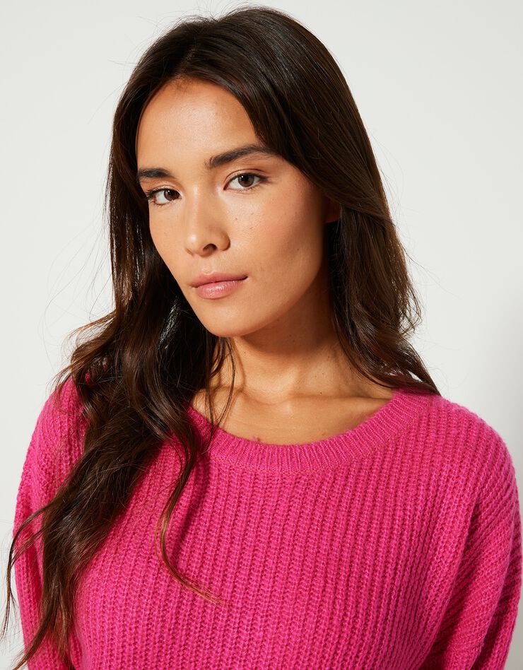 Pull boîte manches longues, maille anglaise (rose) Pull boîte manches longues, maille anglaise (rose)