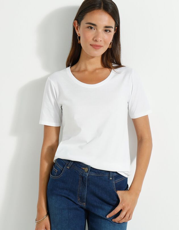 T-shirt col rond manches courtes (blanc)