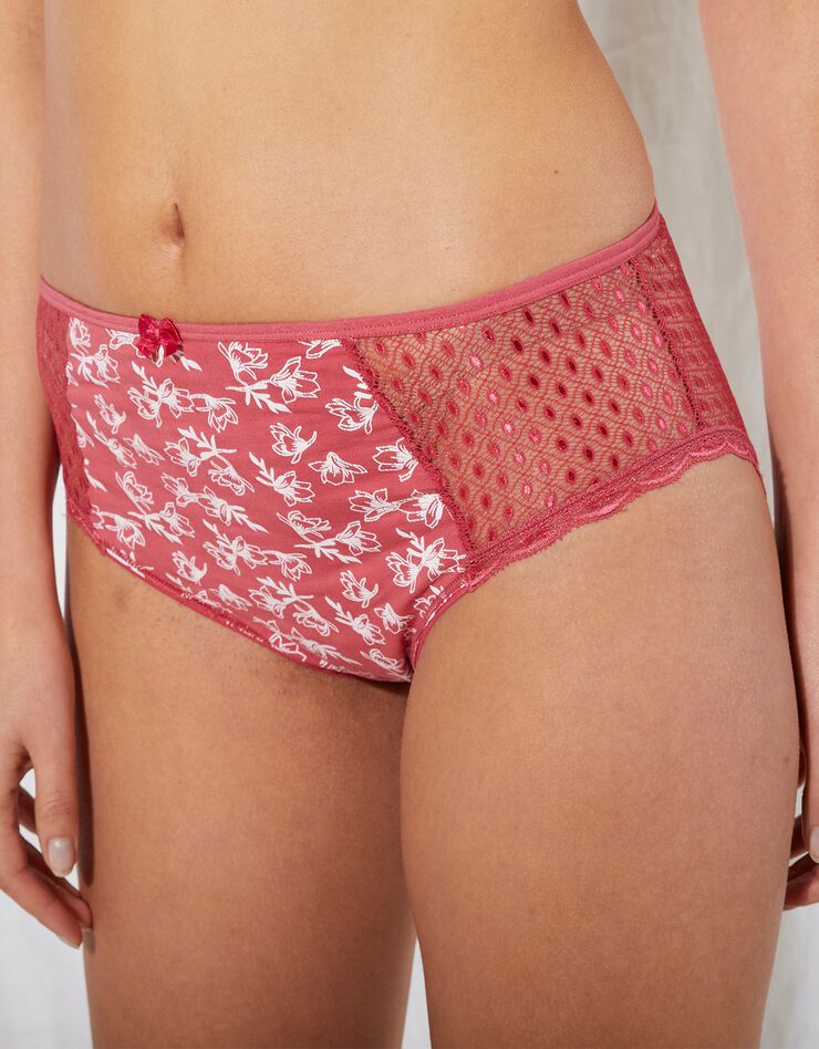 Culotte maxi dentelle coton imprimé "papillons" Tropea - lot de 4 (cerise + vert d'eau) Culotte maxi dentelle coton imprimé "papillons" Tropea - lot de 4 (cerise + vert d'eau)