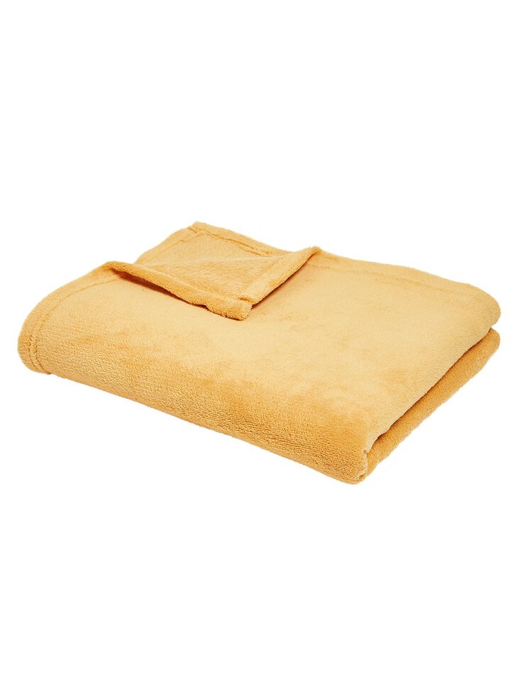 Plaid polaire toucher peluche (ocre)