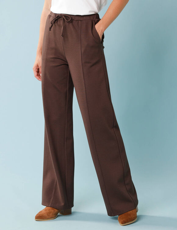 Pantalon large spécial Petites en maille fluide (chocolat)