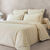 Linge de lit uni double bourdon - percale de coton 80 fils/cm&sup2; (sable / blanc)