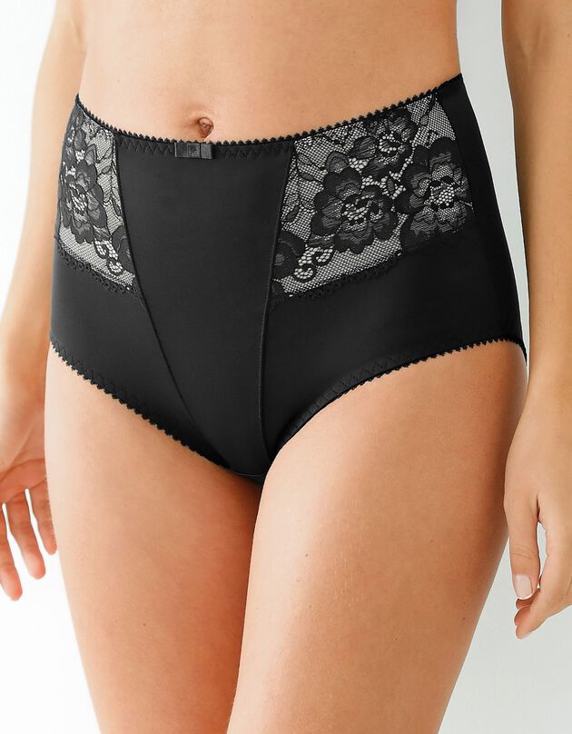 Gaine amincissante dentelle et microfibre (noir)