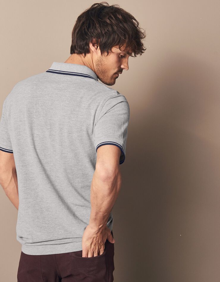 Polo uni maille piquée manches courtes (gris chiné) Polo uni maille piquée manches courtes (gris chiné)