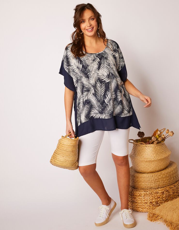 Blouse poncho imprimée (marine) Blouse poncho imprimée (marine)
