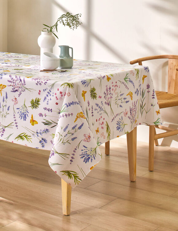 Nappe toile cirée imprimé bucolique (blanc / vert)
