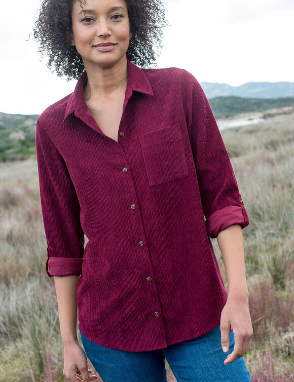 Chemise en velours côtelé (prune)