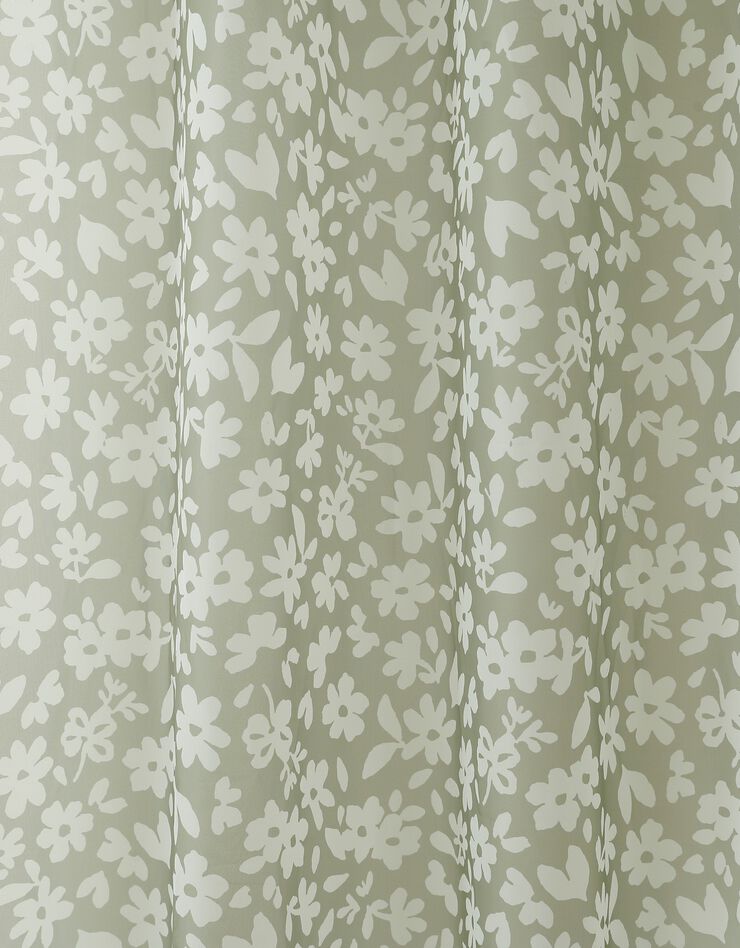 Voilage imprimé floral - finition œillets (vert)