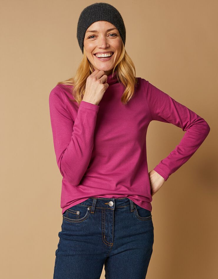 Sous-pull col roulé coton stretch uni (violine) Sous-pull col roulé coton stretch uni (violine)