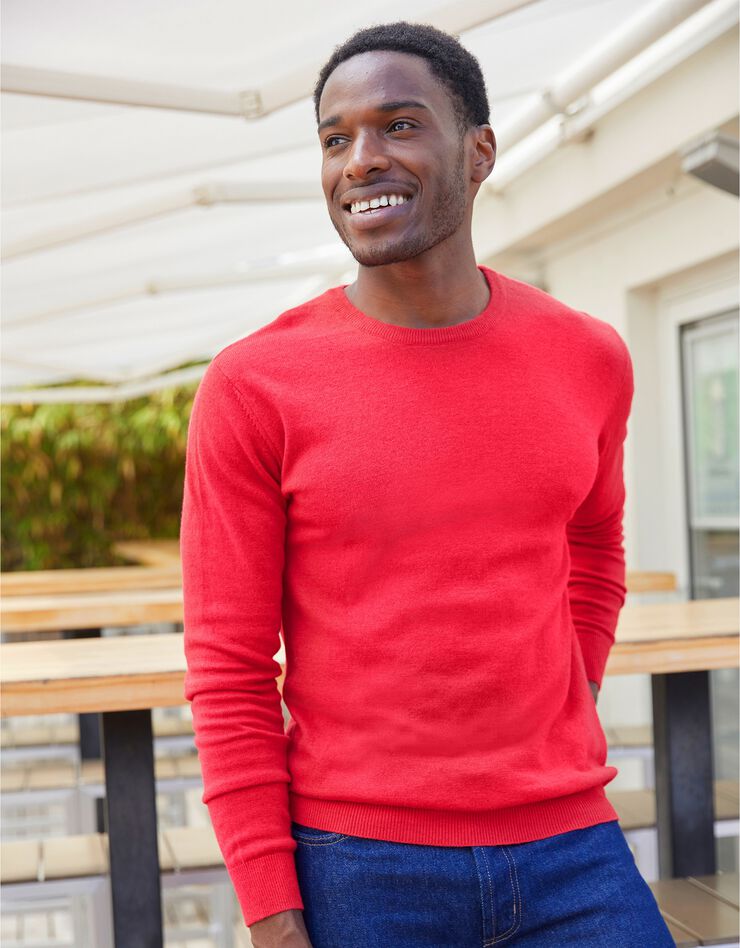Pull col rond 80% laine (corail) Pull col rond 80% laine (corail)