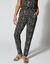 Pantalon fuselé imprimé, taille élastiquée (noir / écru)