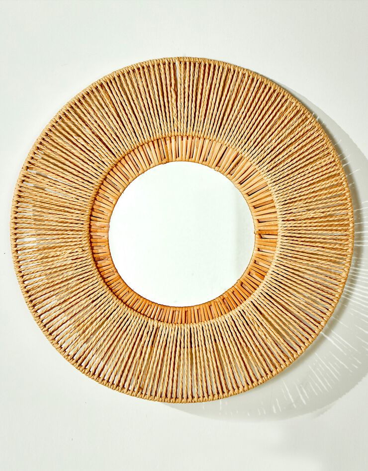 Miroir rond en rotin (rotin)