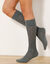 Chaussettes hautes en maille torsad&eacute;e unie - lot de 2 paires  (beige + anthracite)