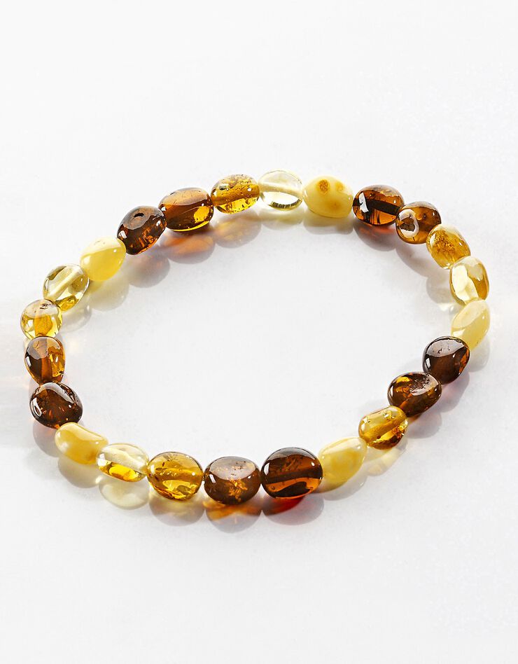 Bracelet élastiqué ambre multicolore (unique)