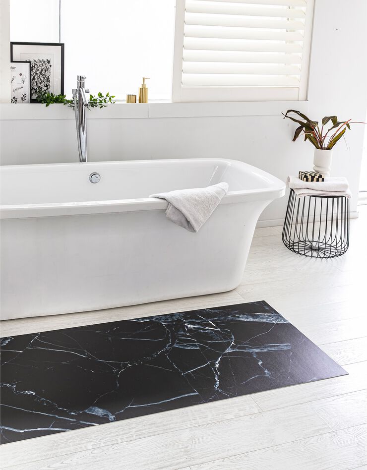 Tapis vinyle effet marbre noir  (noir)