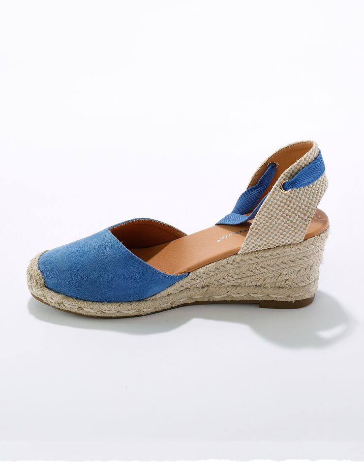 Sandales compensées corde avec liens à nouer (bleu) Sandales compensées corde avec liens à nouer (bleu)