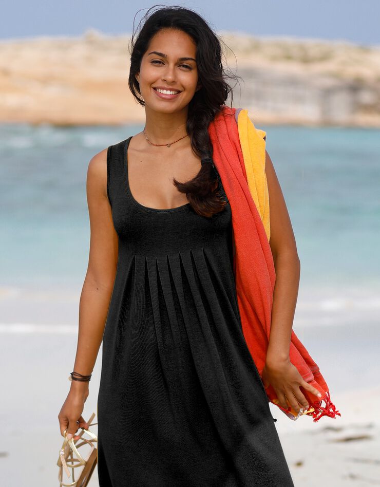 Robe col rond unie (noir) Robe col rond unie (noir)