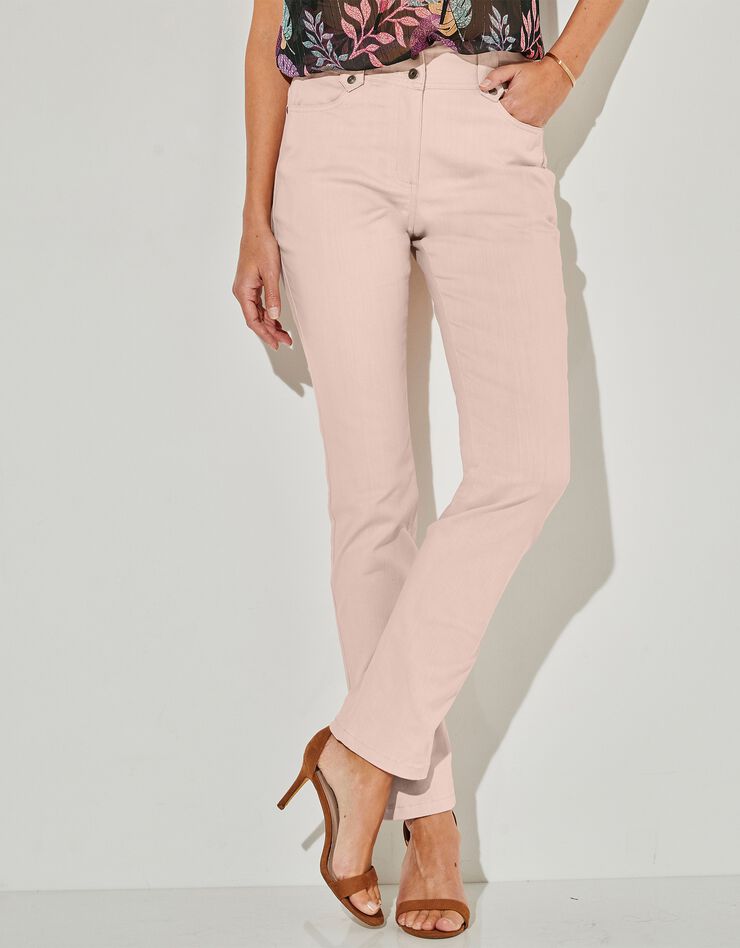 Pantalon droit taille haute effet denim - petite stature (beige rosé)