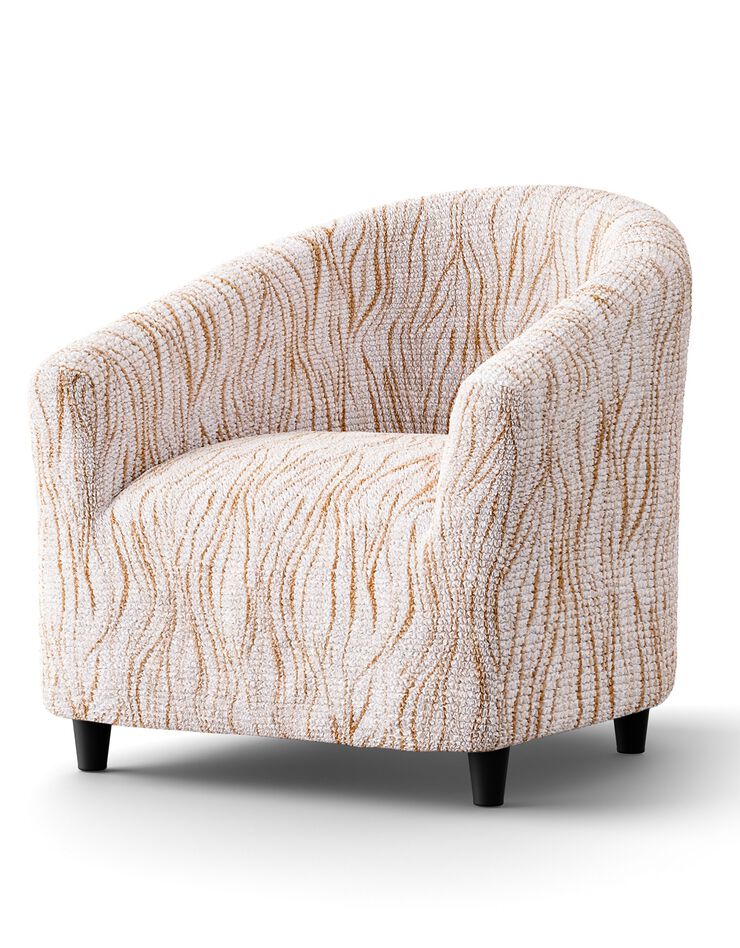 Housse microfibre bi-extensible imprimé vague spéciale fauteuil cabriolet (beige)