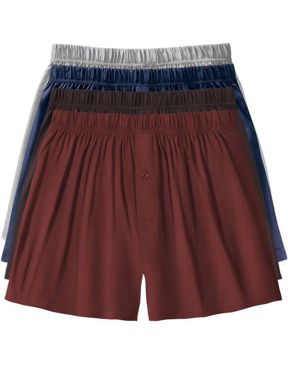 Caleçon flottant ouvert uni - lot de 4 (rouille + marron + marine)