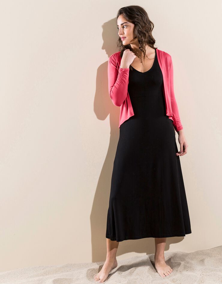 Boléro maille fluide manches 3/4 (corail)