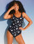 Maillot de bain 1 pièce Davao imprimé pois (noir / blanc)