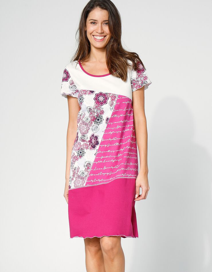 Chemise de nuit découpes fantaisie (fuchsia)