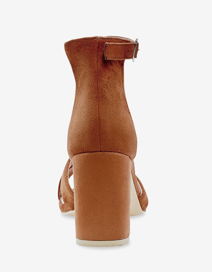 Sandales à talon dessus croisé (beige foncé) Sandales à talon dessus croisé (beige foncé)