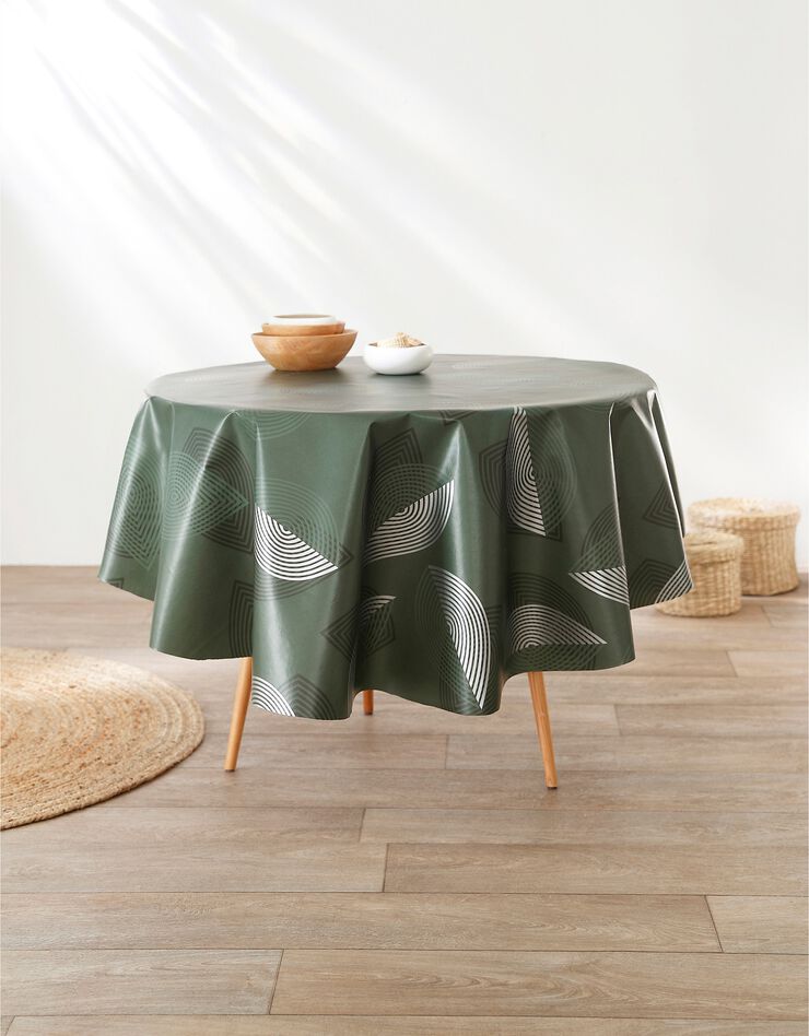 Nappe toile cirée motifs feuilles (vert)