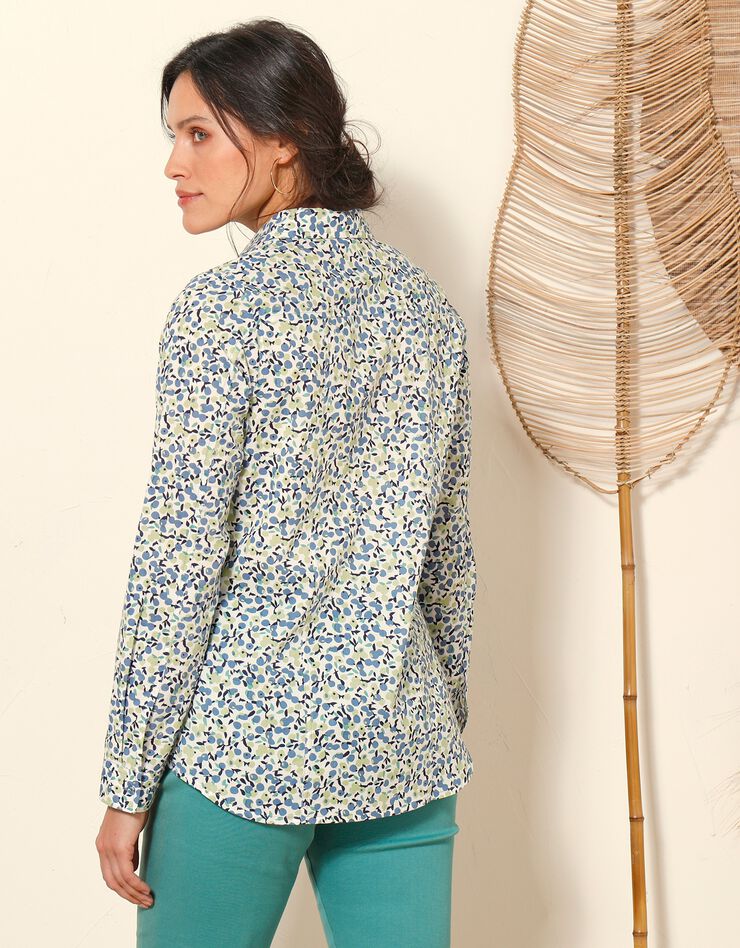Chemise imprimé fleuri, coton (bleu grisé) Chemise imprimé fleuri, coton (bleu grisé)