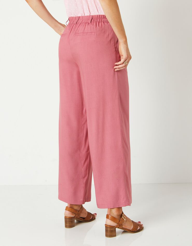 Pantalon raccourci large uni (bois de rose) Pantalon raccourci large uni (bois de rose)