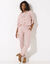 Pantalon coupe mom coton-lin uni (rose grisé)