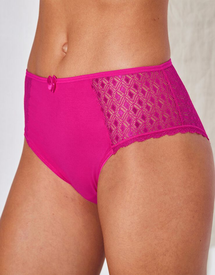 Culotte maxi coton dentelle unie Coria - lot de 2 (fuchsia) Culotte maxi coton dentelle unie Coria - lot de 2 (fuchsia)