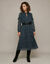 Robe longue col V, voile imprim&eacute; fleurs (violet)