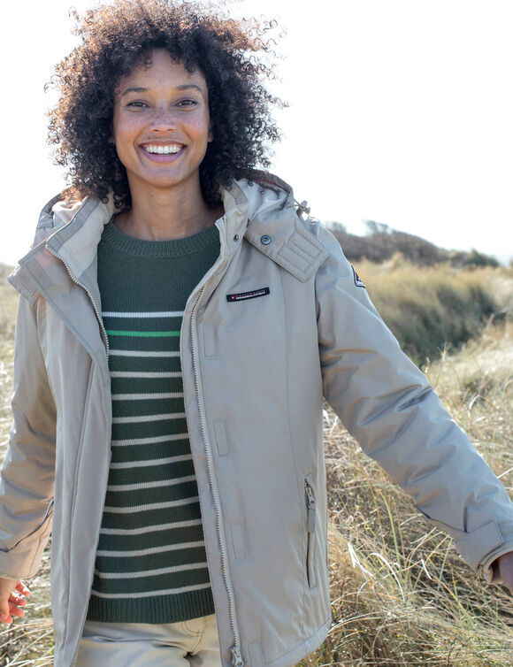 Parka imperm&eacute;able doubl&eacute;e polaire unie (beige)