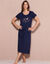 Chemise de nuit longue manches courtes motif «galaxie» (marine)