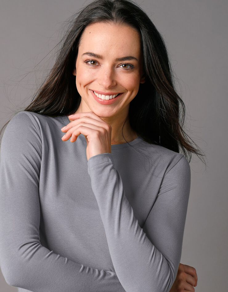 Tee-shirt uni col rond viscose stretch (gris) Tee-shirt uni col rond viscose stretch (gris)