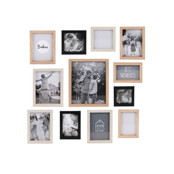 Cadre-photos - lot de 12 vues (noir/naturel)