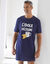 Maxi T-shirt pyjama imprimé "L'idole déjeune" (marine)