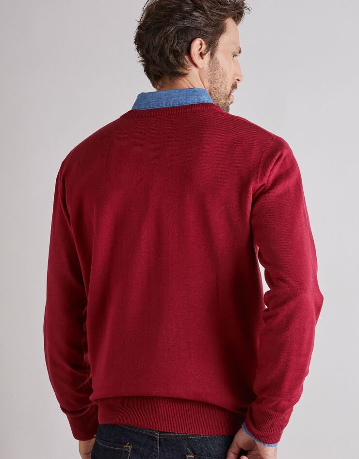 Pull col V 80% laine (rouge carmin) Pull col V 80% laine (rouge carmin)