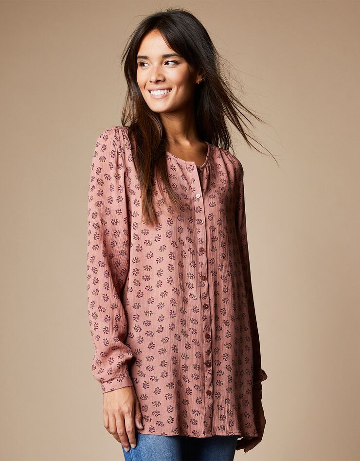 Blouse imprimée manches longues (bois de rose) Blouse imprimée manches longues (bois de rose)
