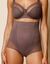Culotte taille haute maille et tulle gainant (café)