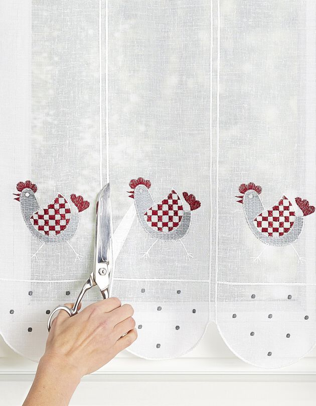 Brise-bise brodé modulable (blanc / rouge)
