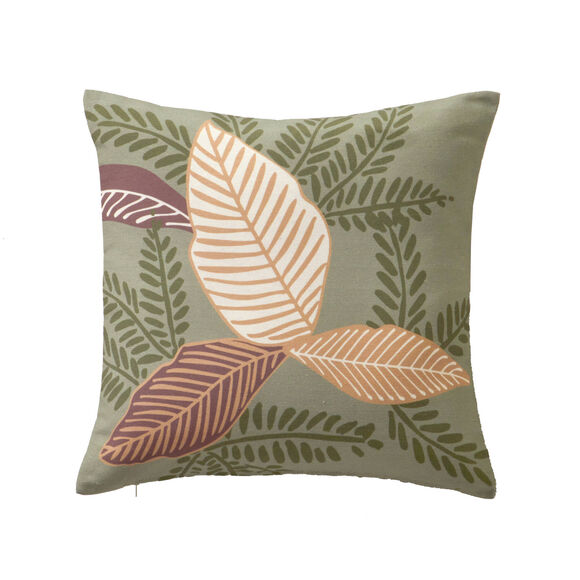 Housse de coussin carrée imprimé feuilles - lot de 2 (vert)
