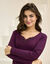 T-shirt chaleur manches longues col en dentelle - lot de 2 (prune)