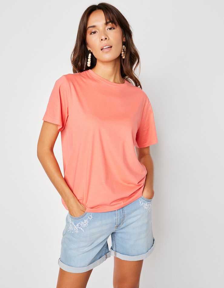 Tee-shirt "loose" en coton, uni (mandarine) Tee-shirt "loose" en coton, uni (mandarine)