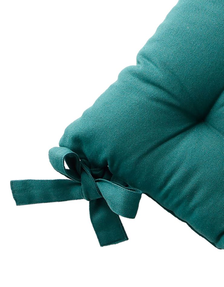 Galette de chaise carrée unie coton bachette - lot de 2 (vert)