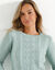 Pull col rond, maille torsadée (vert grisé)