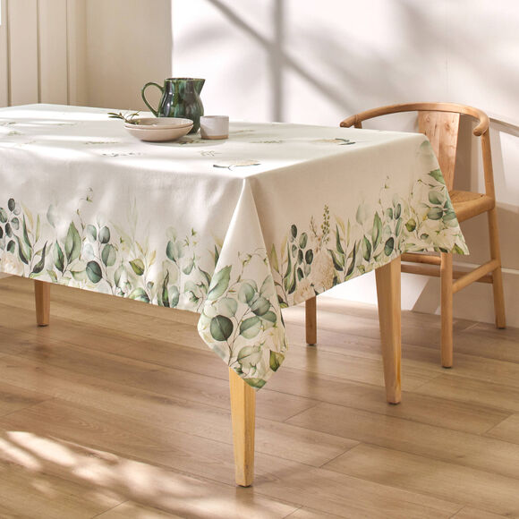 Nappe anti-taches imprimé végétal (naturel / vert)