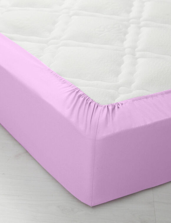 Drap-housse uni flanelle bonnets 32 cm (lavande)